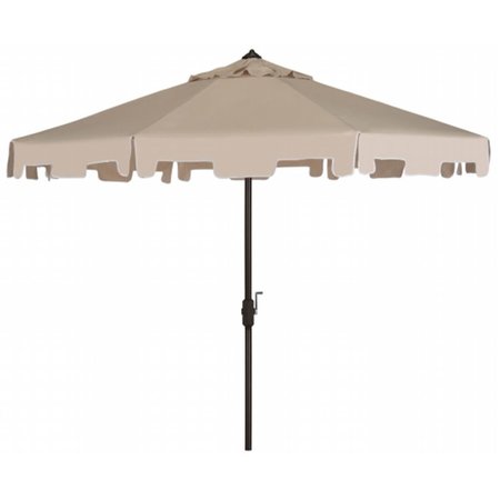 SAFAVIEH Zimmerman 9 ft. Crank Market Umbrella with Flap- Beige PAT8000C